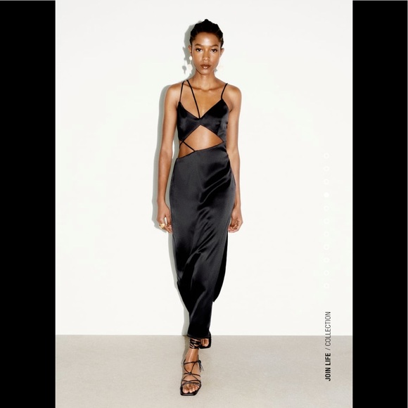 Zara black strappy cut out backless midi dress NWOT - Picture 2 of 7